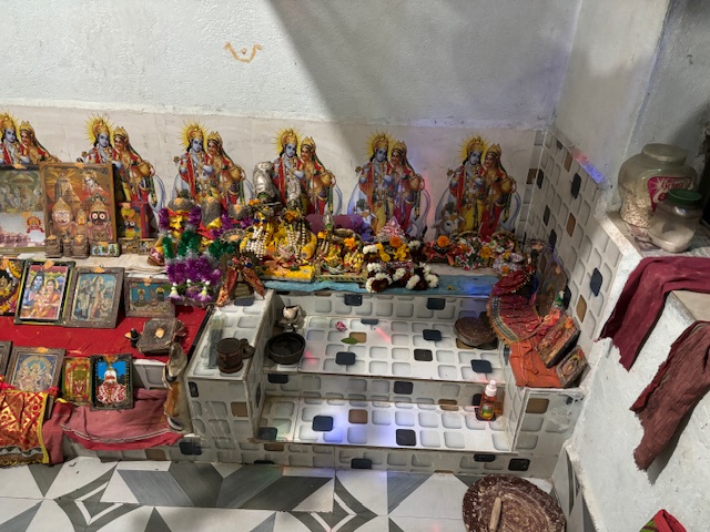 Family-provided photograph of the shrine honoring Shri Raghunath Jew and Shri Radha Krishna